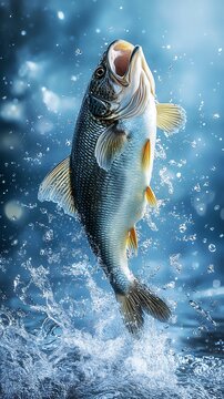 Leaping ide melanophrys fish in water splash dynamic wildlife photography