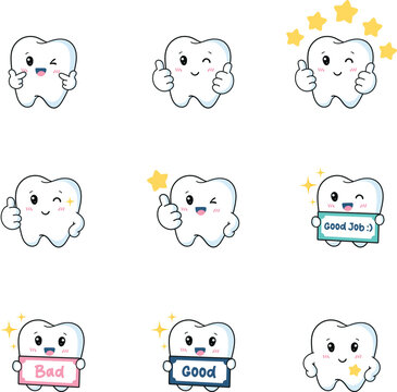 Happy Healthy Tooth Character Sticker Set