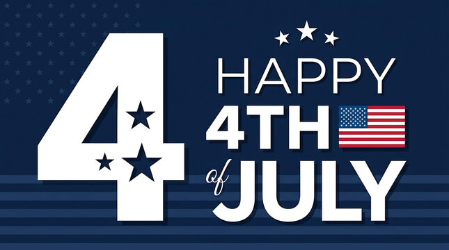 Happy Fourth of July Independence Day Celebration Background with American Flag and Stars