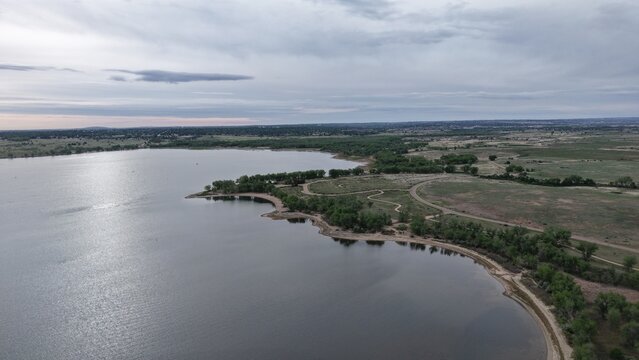 View of the Cherry Creek Reservoir (Colorado) at sunrise