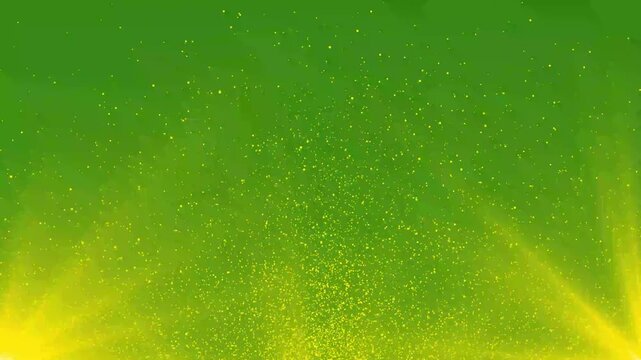 Festive gold glitter curtain effect with falling particles, luminous sparkles and magical light reflections, producing a luxurious celebration green background with continuous looping motion, 4k