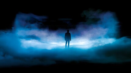 Fototapeta premium An innovative interface of a virtual reality world surrounded by an otherworldly aura and atmospheric fog