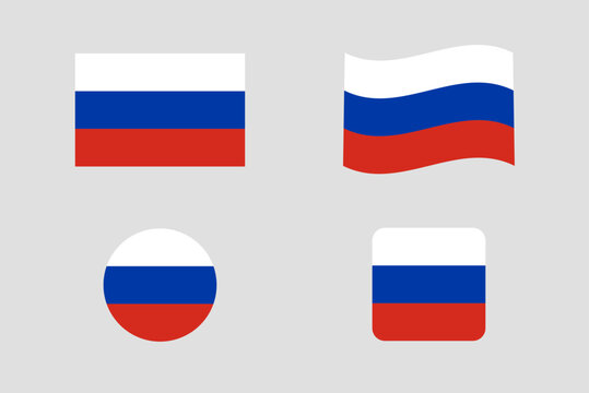 The Russia national flag. The Russia national flag in vector format with a 2:3 aspect ratio rectangle, waveform, round, and square shapes.