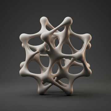 Abstract Porous Lattice Sculpture with Interconnected Nodes.