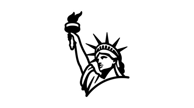 Statue of Liberty black and white graphic icon