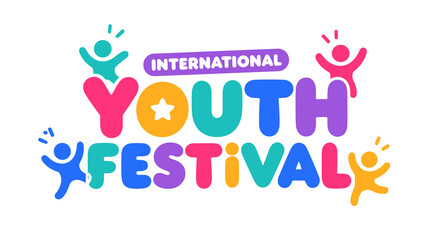 Fototapeta premium Colorful International Youth Festival Logo With Figures.