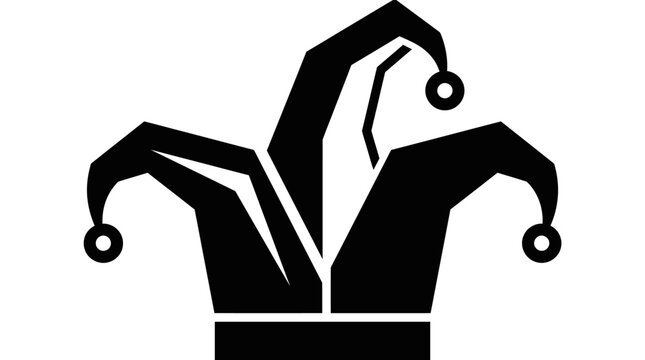 Black jester hat icon with bells