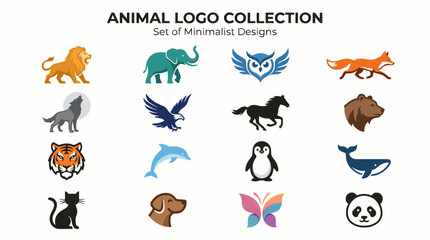 Obraz premium Animals logos collection. Animal logo set. Isolated on White background