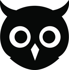 Obraz premium Silhouette vector of a stylized horned owl head icon design