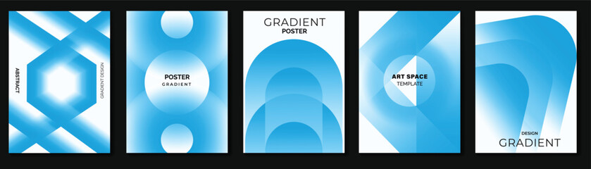 Obraz na płótnie Canvas Abstract wavy line poster vector set with flowing gradient curves, optical stripe patterns and modern geometric cover layouts for flyer, banner, social media and print design.