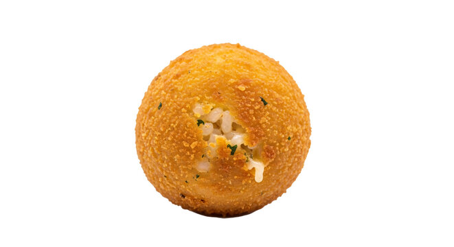 Fried rice ball stuffed with cheese isolated on transparent bg.