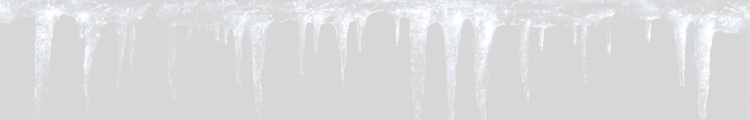 Fototapeta premium Realistic icicle with frost and snow details transparent cutout effect and cold christmas atmosphere for advertising and design use