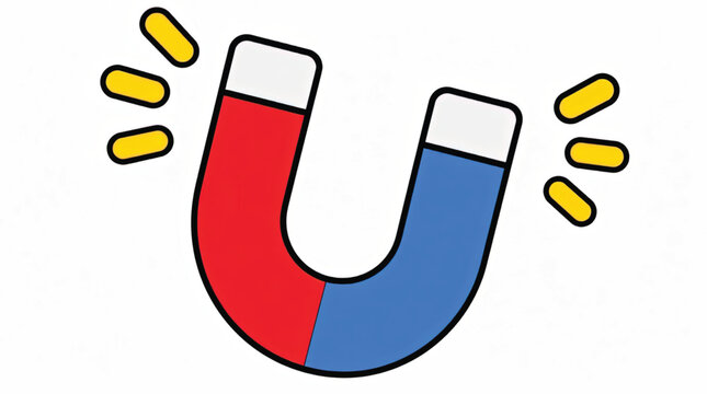 Colorful cartoon horseshoe magnet symbol.