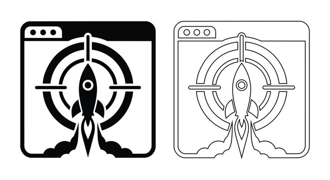Rocket Launch Target Web Browser Silhouette Outline Icon