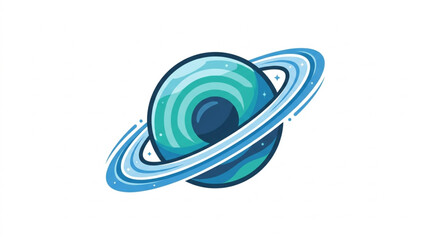 Stylized Planet Saturn with Rings Illustration. © Kaposxe