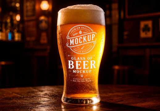 Frosted Pint Beer Glass Mockup