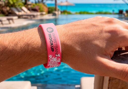 Blank Resort Wristband Branding Mockup