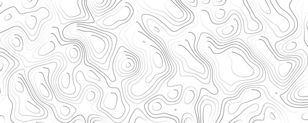 Obraz premium Topographic map contour lines pattern, abstract grey wavy lines on a white background, cartographic elevation lines, geographical terrain texture, style