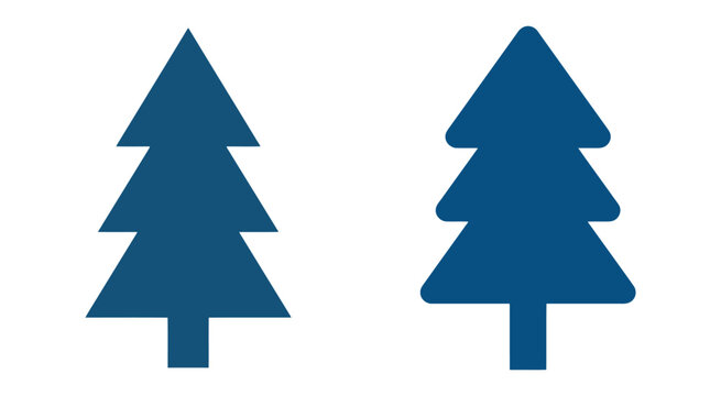 Pine Tree Silhouettes Dark Teal Flat Shapes On White Background