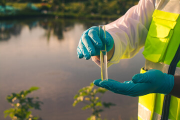 Water inspection process involving sample collection and scientific analysis for environmental safety and compliance. © r_tee