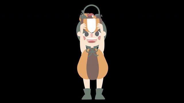 animated video happy halloween holiday festival with boy wearing pumpkin costume, overlay transparent prores 4444 4K