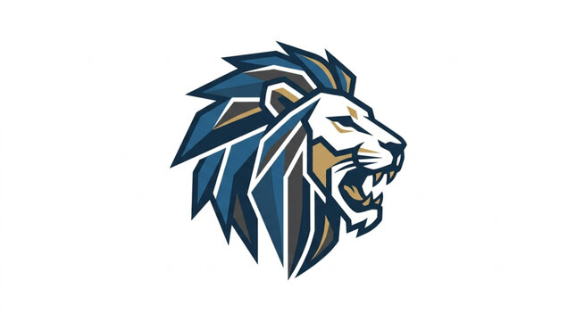 Stylized Lion Head Emblem with Fierce Expression.