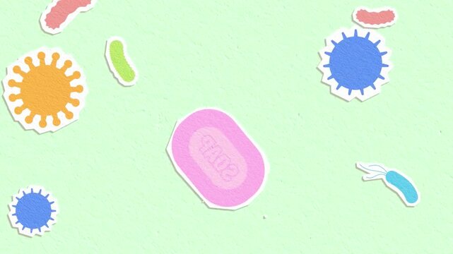 Set of colorful animated bacteria and virus microbes floating microbiology cells pathogen science infection microbiology cells pathogen science infection