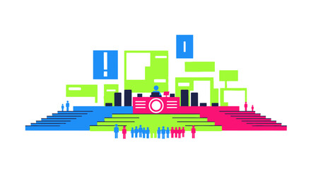Fototapeta premium Modern Stage Design with Abstract Shapes and Audience Illustration