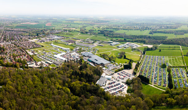 Aerial view above The Great Yorkshire Show ground during an event in Harrogate, North Yorkshire, UK