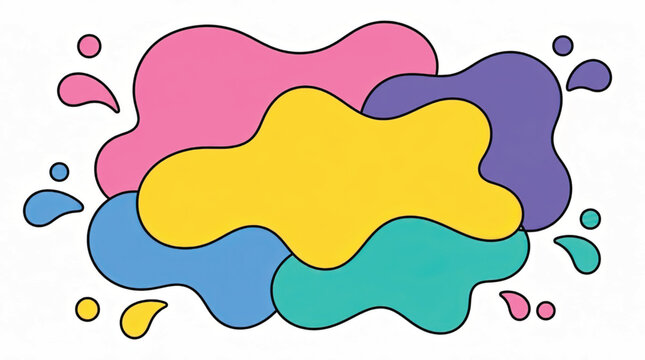Colorful blobs on white background.