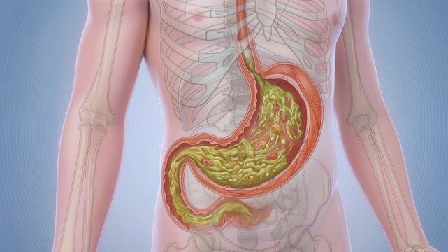 Anatomical human stomach digestion process with food content anatomy digestive organ medical gastrointestinal anatomy digestive organ medical gastrointestinal