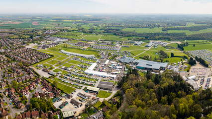 Obraz premium Aerial view above The Great Yorkshire Show ground during an event in Harrogate, North Yorkshire, UK