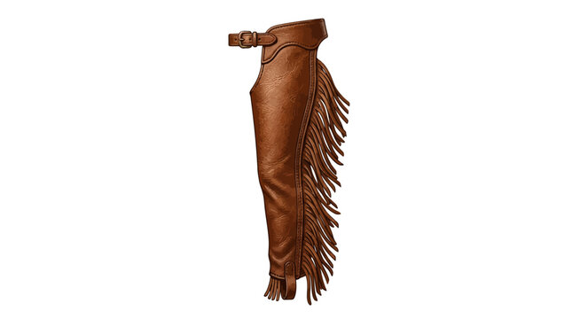 Brown Leather Chaps with Fringe - Cowboy Rodeo Equestrian Gear