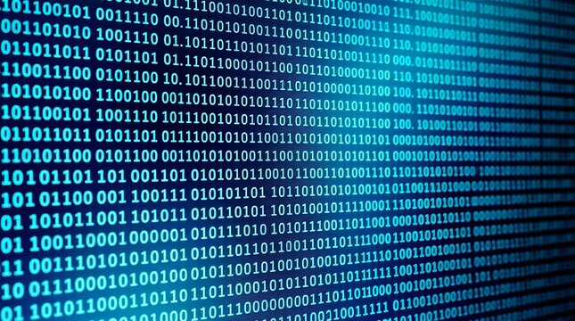 Blue binary code on digital screen isolated on transparent background, isolated on white background, Vector, illustration