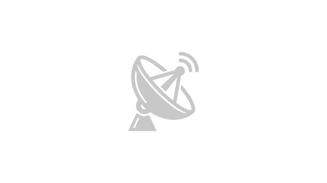Satellite dish receiving signal on a gray background