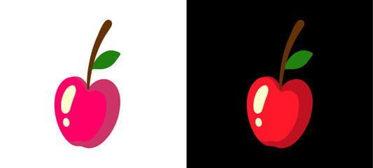 Cherry sweet berry healthy fruit icon emblem layout. Minimalist organic orchard food symbol with black and white background options for dessert menu design asset clip art. © dirtyfellas