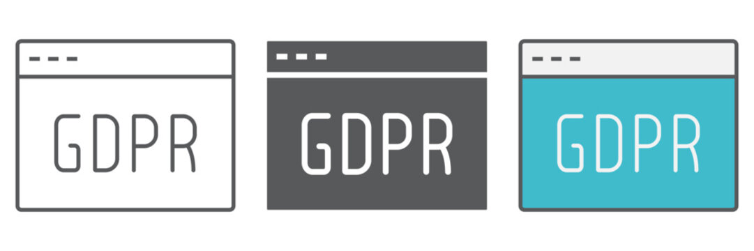 Gdpr site line icon, webpage and website, browser sign, vector graphics, a linear pattern on a white background.