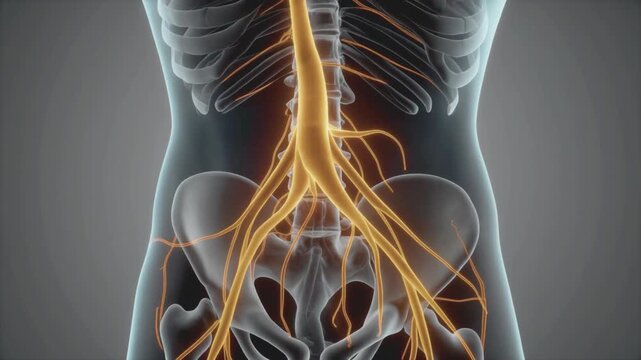 Medical 3D animation of human circulatory system highlighting abdominal aorta and major arteries artery anatomy body biology health artery anatomy body biology health