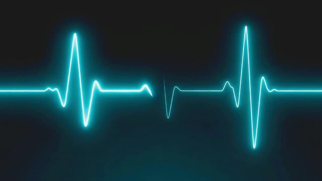 Neon blue ekg heartbeat pulse line monitor displaying vital signs medical cardiogram healthcare heart science medical cardiogram healthcare heart science