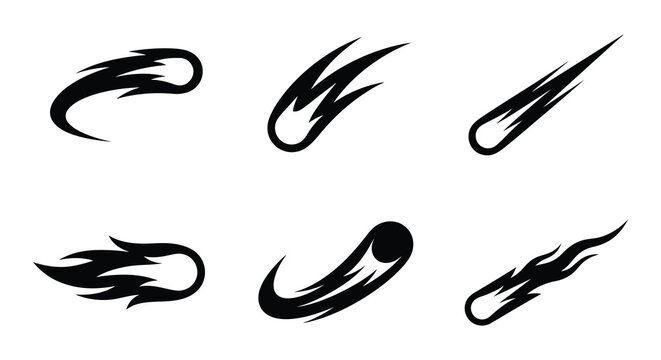 Comet Silhouettes Black Vector Illustration On White Background