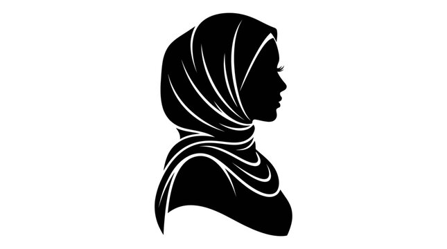 Minimalist silhouette of woman in hijab