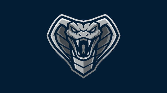 Aggressive cobra head mascot shield logo design.
