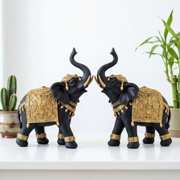 Beautifully crafted indian elephant figurines featuring intricate gold detailing perfect for enhancing cultural home decor