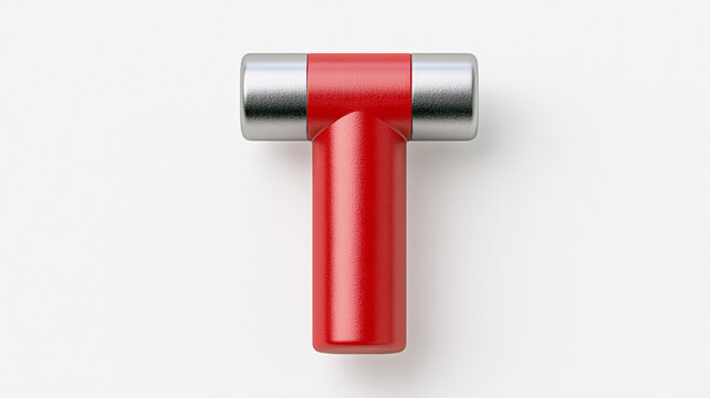 Close-up of red and silver electrical fuse on white background minimalist composition