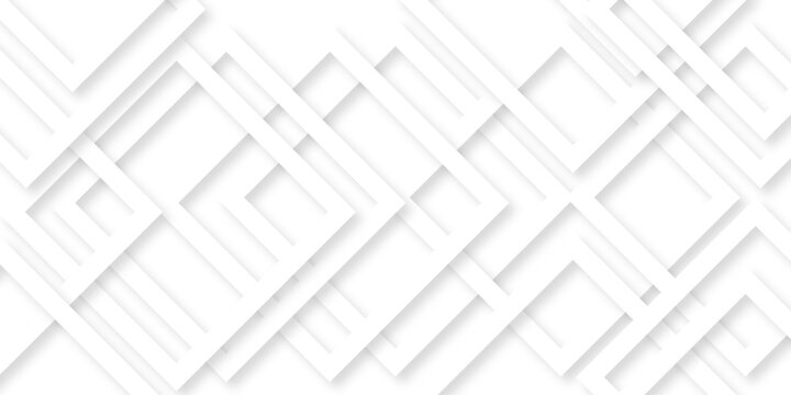 Modern Abstract white background design with layers of textured white transparent material, Minimal geometric white light background square technology vector. Abstract graphic Banner design.