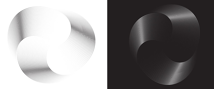 Spiral with gray colors lines as dynamic abstract vector background or logo or icon modern