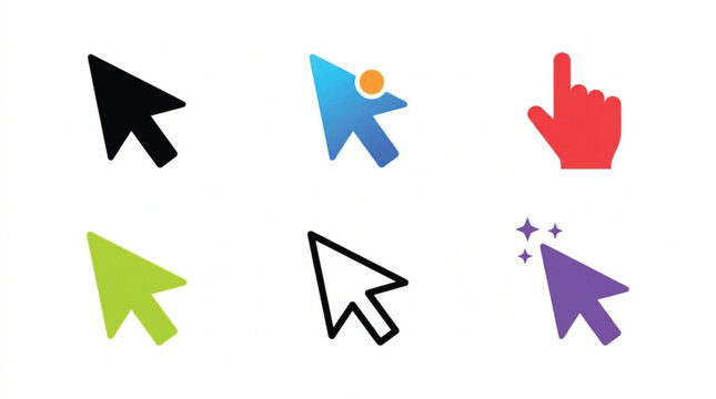 Computer cursor mouse arrow icon set flat vector illustration collection of website clicker pointers for interface design
