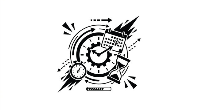 Isolated alarm clock icon minimalist bold deadline reminder stopwatch vector graphic for productivity landing page header