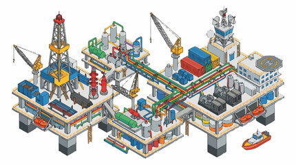 Industrial offshore oil rig platform. © pras