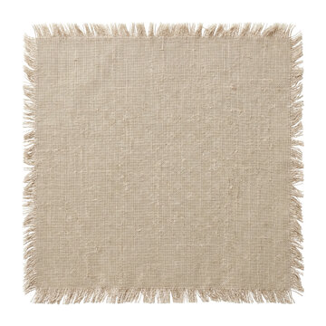 Square linen fabric patch with frayed edges